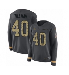 Women's Nike Arizona Cardinals #40 Pat Tillman Limited Black Salute to Service Therma Long Sleeve NFL Jersey
