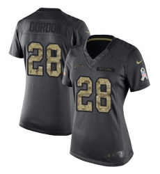Women's Nike Los Angeles Chargers #28 Melvin Gordon Limited Black 2016 Salute to Service NFL Jersey