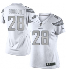Women's Nike Los Angeles Chargers #28 Melvin Gordon Limited White Platinum NFL Jersey