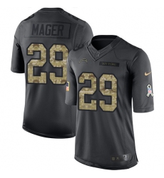 Youth Nike Los Angeles Chargers #29 Craig Mager Limited Black 2016 Salute to Service NFL Jersey