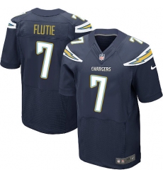 Men's Nike Los Angeles Chargers #7 Doug Flutie Elite Navy Blue Team Color NFL Jersey