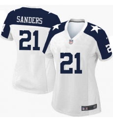 Women's Nike Dallas Cowboys #21 Deion Sanders Limited White Throwback Alternate NFL Jersey