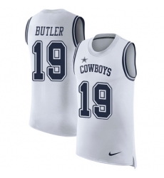 Men's Nike Dallas Cowboys #19 Brice Butler Limited White Rush Player Name & Number Tank Top NFL Jersey