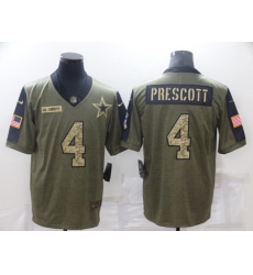 Men's Dallas Cowboys #4 Dak Prescott Camo 2021 Salute To Service Limited Player Jersey