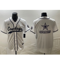 Men's Dallas Cowboys White Team Big Logo With Cool Base Stitched Baseball Jersey