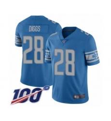 Men's Detroit Lions #28 Quandre Diggs Blue Team Color Vapor Untouchable Limited Player 100th Season Football Jersey