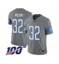 Youth Detroit Lions #32 Tavon Wilson Limited Steel Rush Vapor Untouchable 100th Season Football Jersey