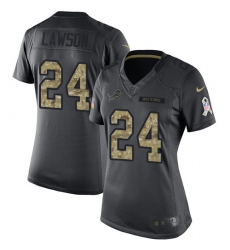 Women's Nike Detroit Lions #24 Nevin Lawson Limited Black 2016 Salute to Service NFL Jersey