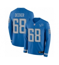 Men's Nike Detroit Lions #68 Taylor Decker Limited Blue Therma Long Sleeve NFL Jersey