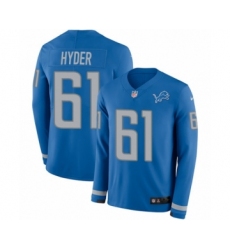 Men's Nike Detroit Lions #61 Kerry Hyder Limited Blue Therma Long Sleeve NFL Jersey