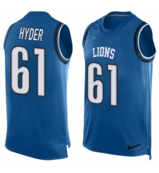 Men's Nike Detroit Lions #61 Kerry Hyder Limited Light Blue Player Name & Number Tank Top NFL Jersey