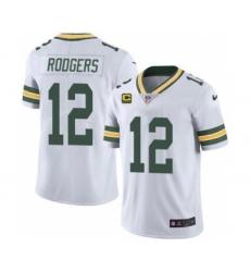 Men's Green Bay Packers #12 Aaron Rodgers White With 4-star C Patch Vapor Untouchable Stitched NFL Limited Jersey
