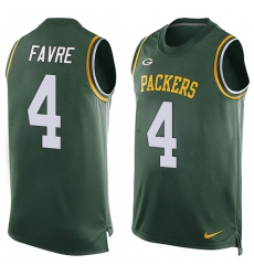 Men's Nike Green Bay Packers #4 Brett Favre Limited Green Player Name & Number Tank Top NFL Jersey