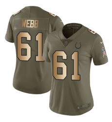 Women's Nike Indianapolis Colts #61 JMarcus Webb Limited Olive Gold 2017 Salute to Service NFL Jersey