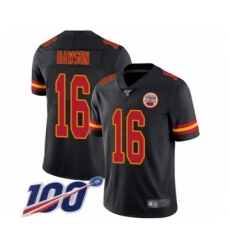 Men's Kansas City Chiefs #16 Len Dawson Limited Black Rush Vapor Untouchable 100th Season Football Jersey