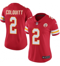 Women's Nike Kansas City Chiefs #2 Dustin Colquitt Red Team Color Vapor Untouchable Limited Player NFL Jersey