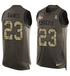 Men's Nike Kansas City Chiefs #23 Phillip Gaines Limited Green Salute to Service Tank Top NFL Jersey