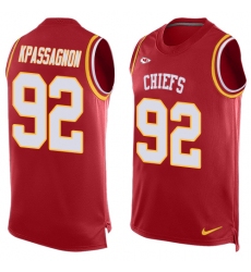 Men's Nike Kansas City Chiefs #92 Tanoh Kpassagnon Limited Red Player Name & Number Tank Top NFL Jersey